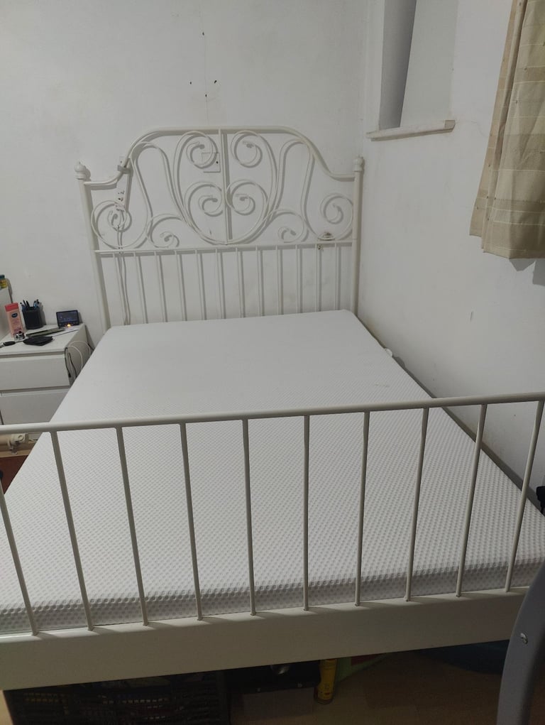 Double metal bed frame with mattress 