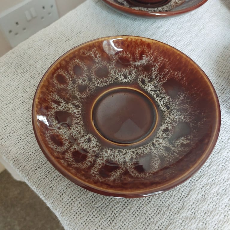 Six Vintage Cornwall Kernewek Pottery Cups And Saucers 