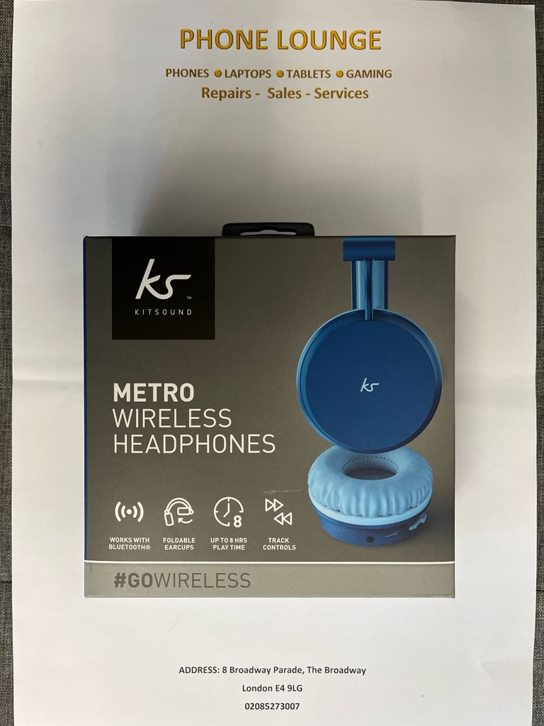 image for Kitsound Metro Bluetooth Wireless Headphones
