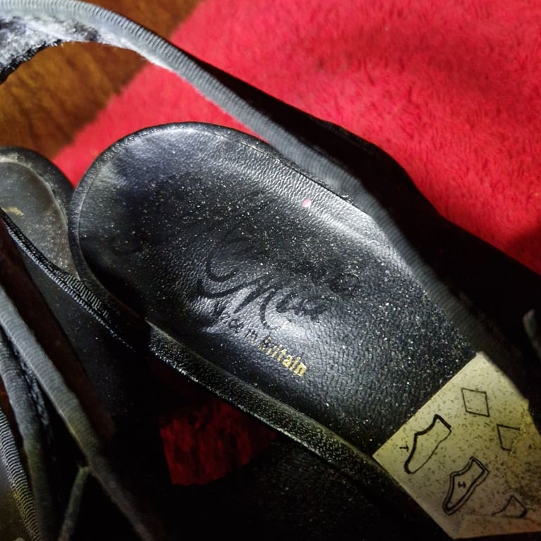 Vintage Salamander Slingback Heels – Black Suede Double Strap – UK 5 – Made in Lithuania