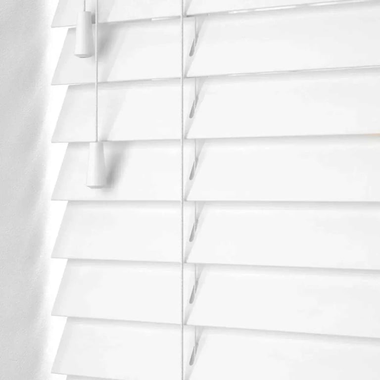 FAUX WOOD VENETIAN BLINDS FINE GRAINED 50MM ULTRA WHITE W175cm Wide L100cm Drop