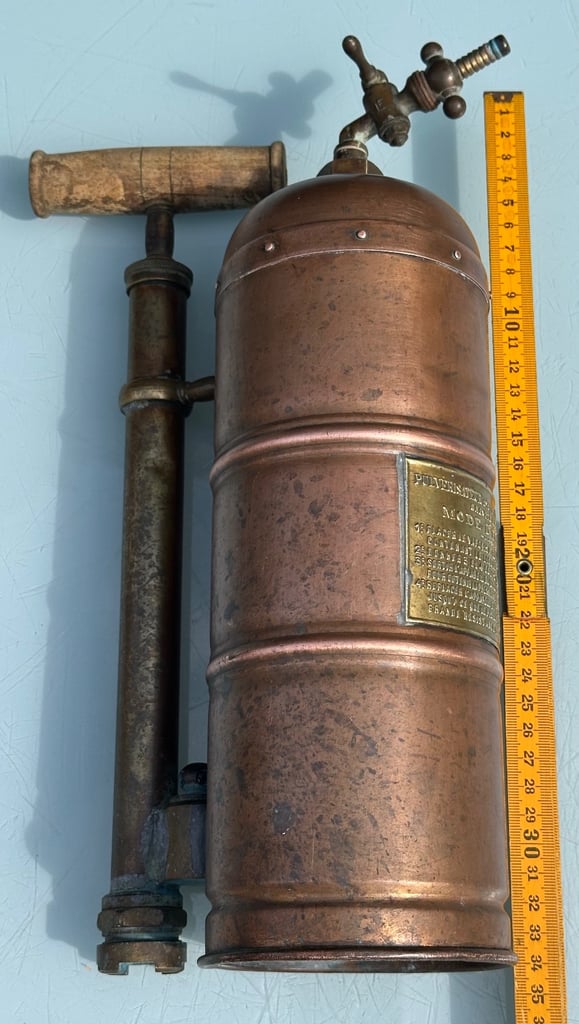 ANTIQUE FRENCH COPPER VINE SPRAYER, MURATORI PARIS GARDEN SPRAYER, H34cm - 1900s - WILL POST!