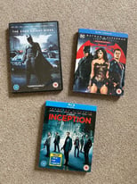 Bluray Batman Vs Superman, Bluray Inception, Dark knight Rises DVD. 