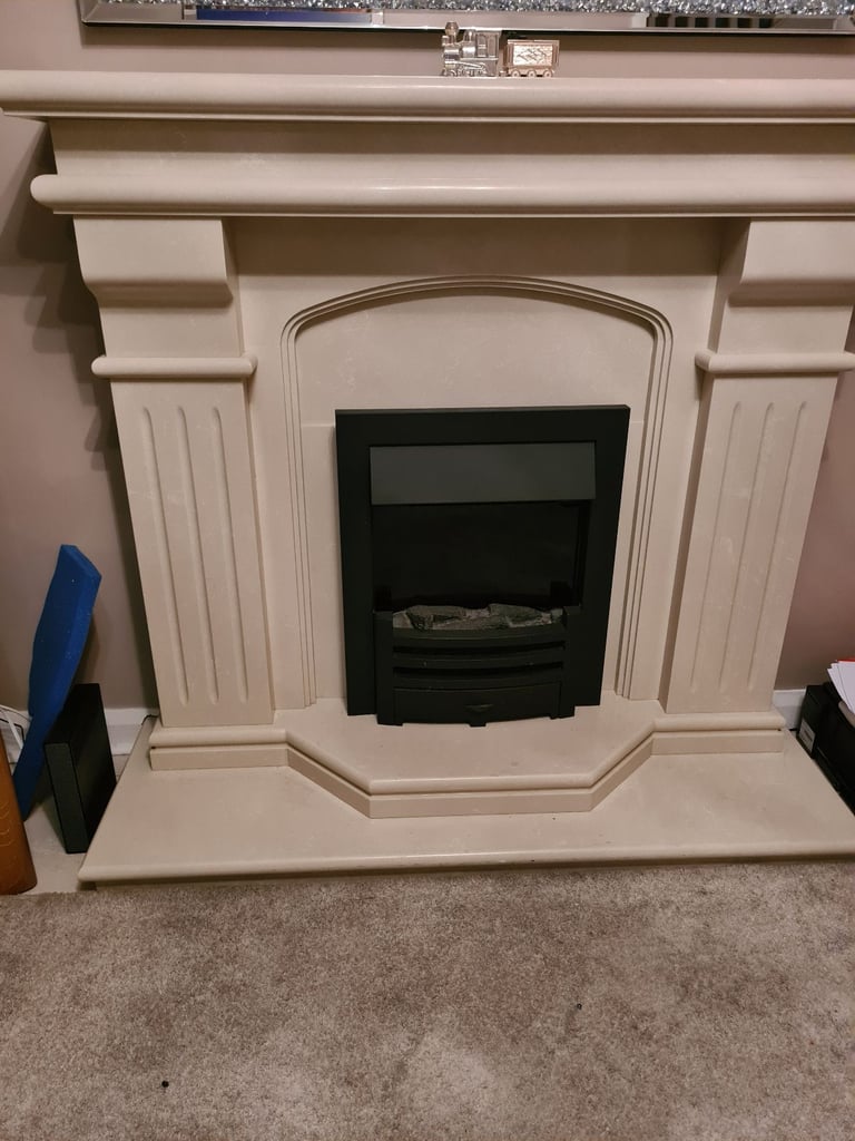 image for Ivory real marble fireplace 