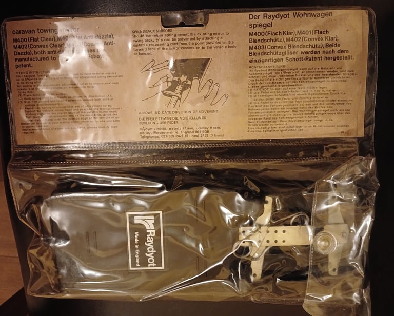 Raydyot Vintage M400 Flat Clear "Classic" Caravan / Towing Mirrors x 2
