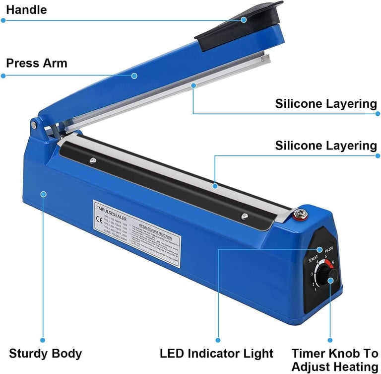 400mm Impulse Heat Sealer Heavy-Duty Plastic Bag Sealing Machine for Film