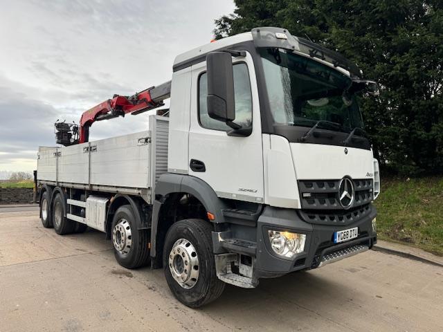 image for 2018 68 Mercedes Arocs 3240 E6 8x4 23ft flatbed Palfinger PK15001L crane & grab