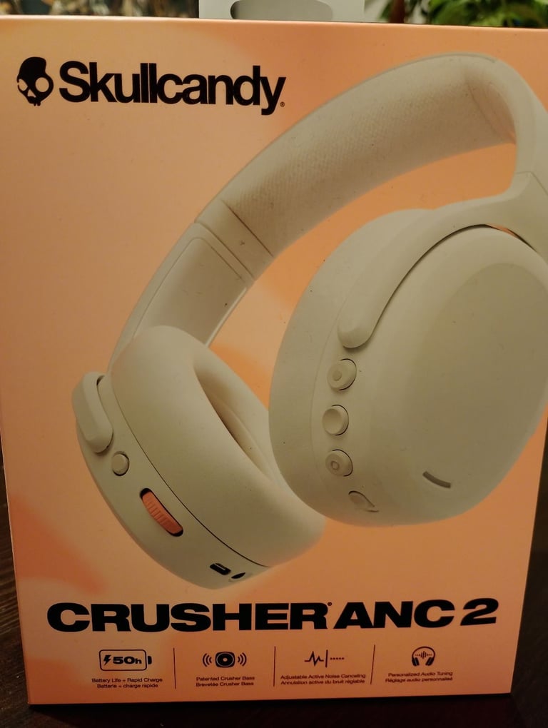image for Bone white/Skullcandy Crusher Anc 2 Sensory bass Headphones, Noise Cancelling 