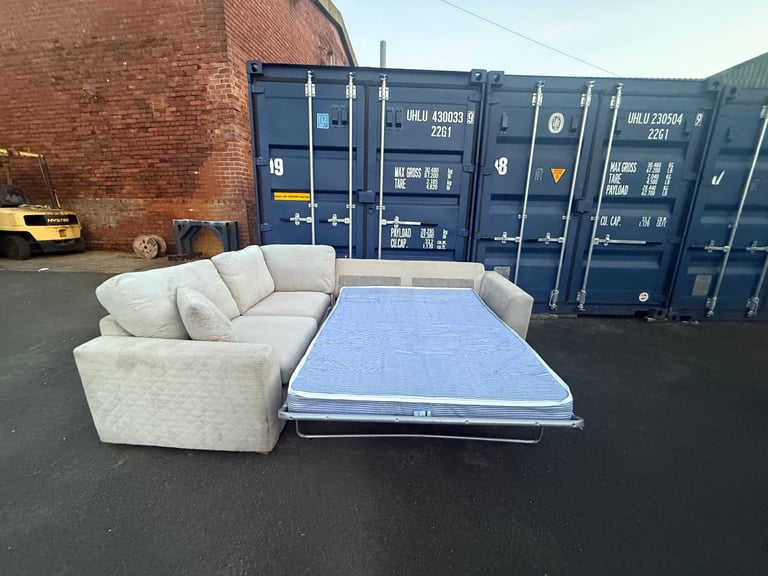 Beige DFS Orka Sofa Corner Bed & Footstool 