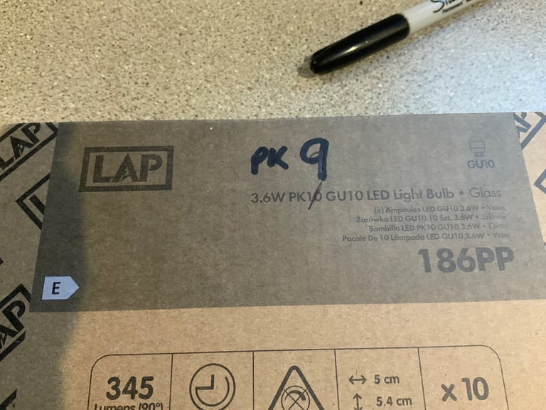 LED new light bulbs - no longer required 32. Also pack of 8 mains voltage Halogen.