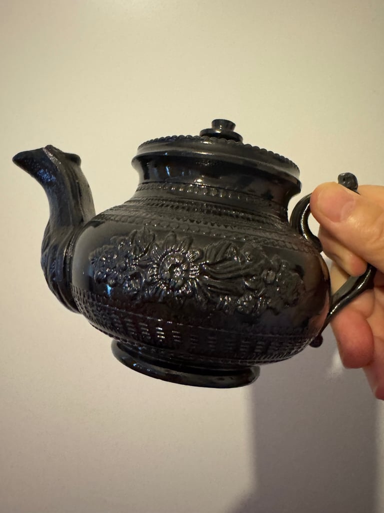 Antique black basalt tea pot