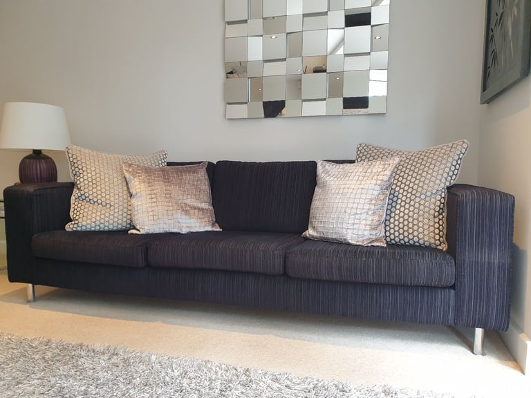 Contemporary 3 seater settees, two