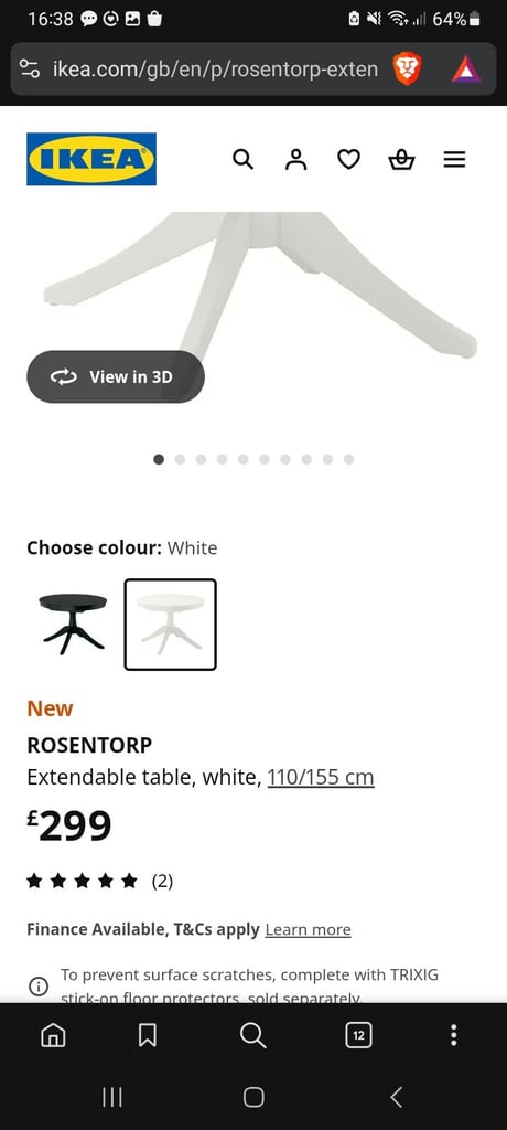 IKEA Rosentorp White Round Extendable Dining Table