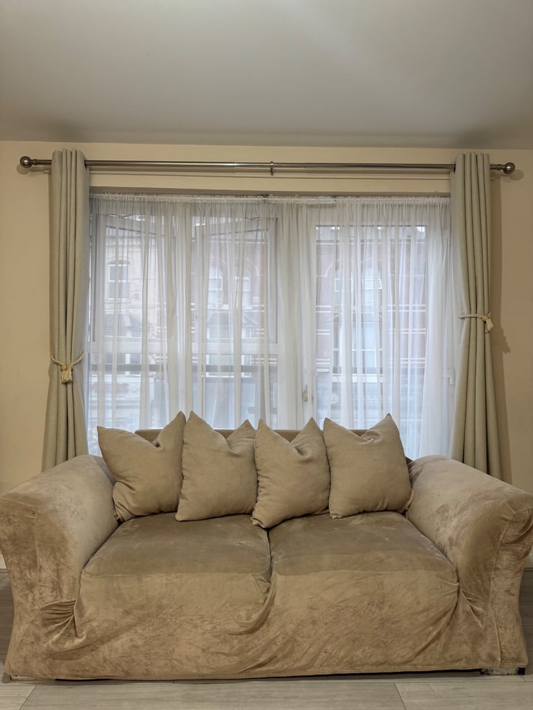 Sofas for sale 3 + 2 seater with beige covers , fairly new. 