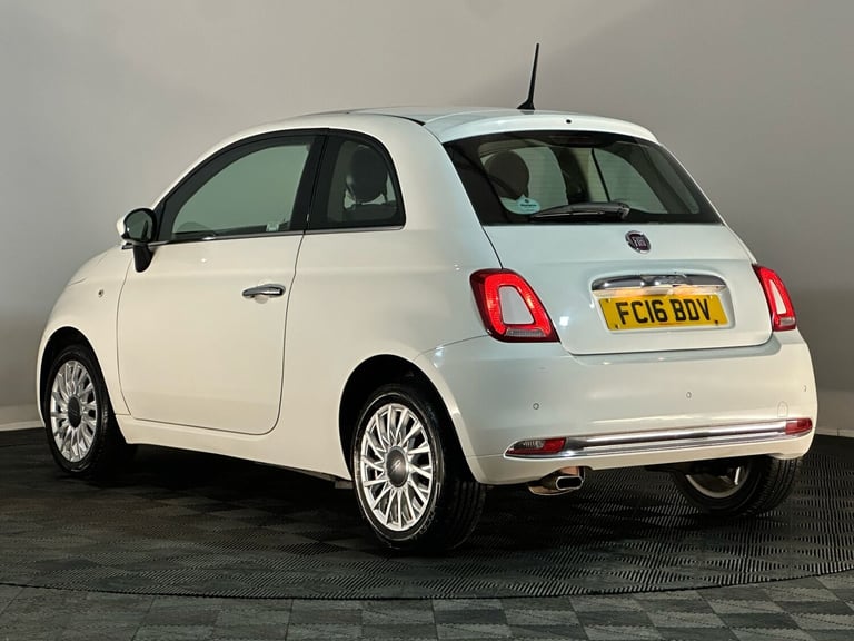 WHITE 2016 FIAT 500 LOUNGE 1.2 PETROL 3 DOOR HATCHBACK 1 PREVIOUS OWNER £20 TAX