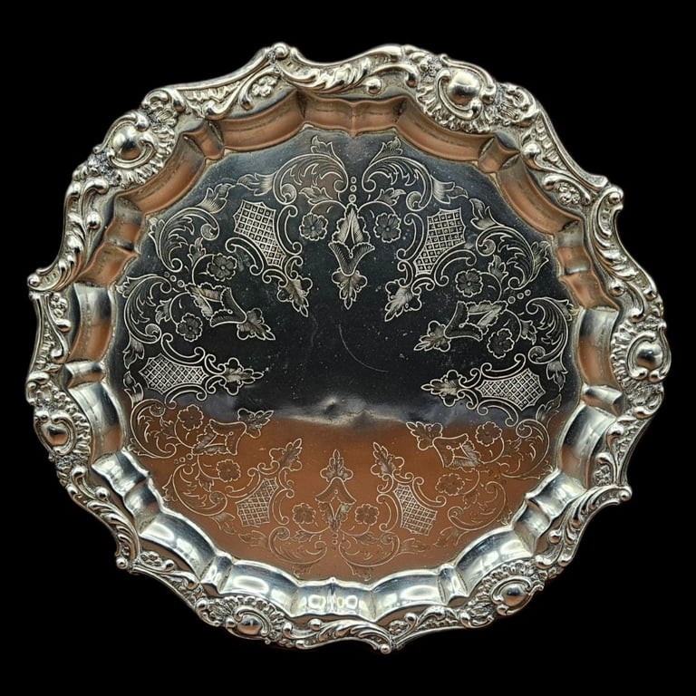 image for Vintage Footed Silver-Plated Salver/Serving Tray