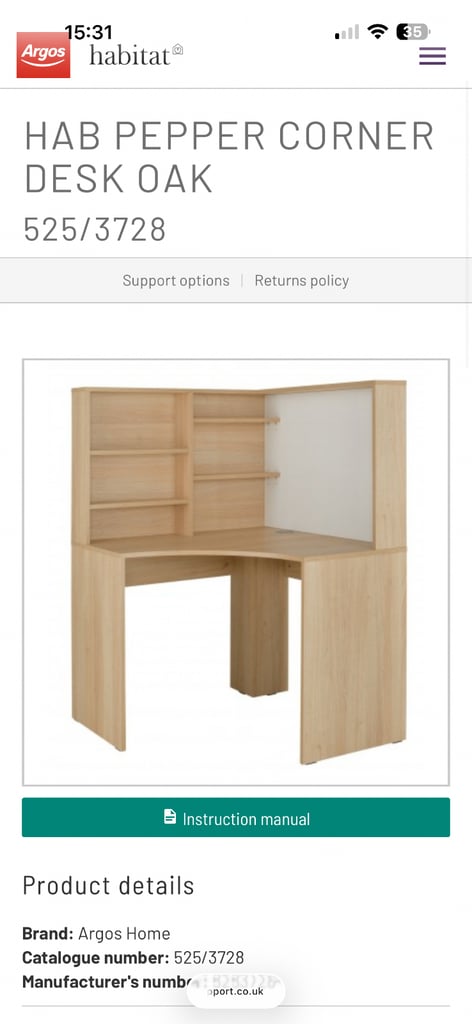 Corner office desk beech - 2 available 