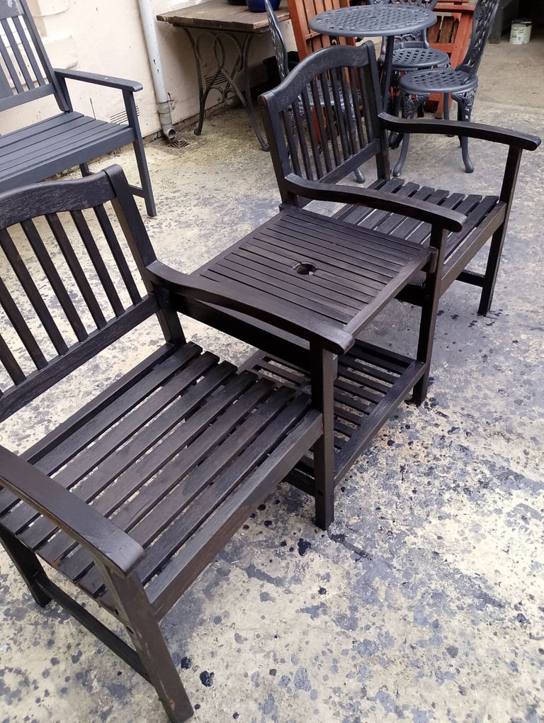 Fully refurbished teak jack and Jill seat 