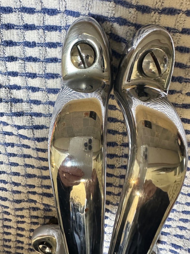 image for pair of Heavy solid brass with silver coating handles for solid cast iron bath.