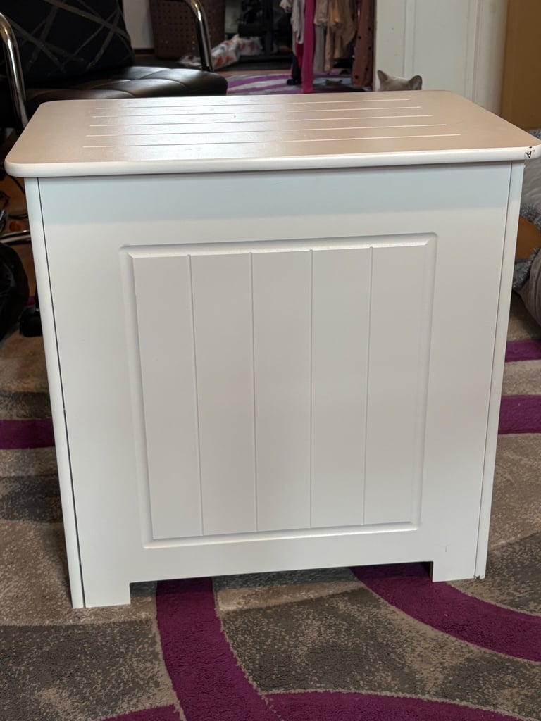 image for Solid white wooden storage chest