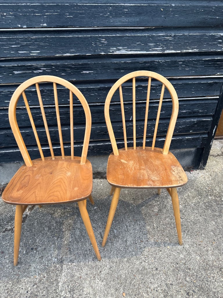 Vintage retro Ercol Blonde kitchen dining wooden chairs x 1 2 4 mid century modern 