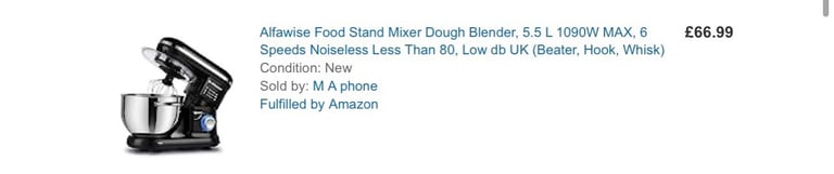 Alfawise Food Stand Mixer Dough Blender, 5.5 L, 1090W Max