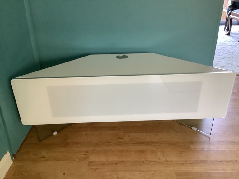 image for White high gloss TV stand + with glass self £55