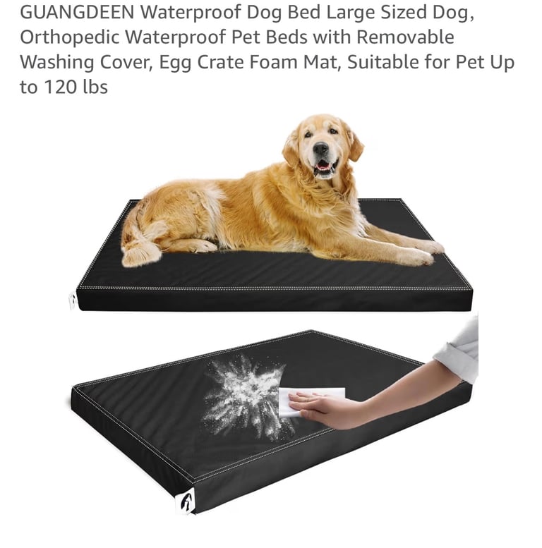 🆕 Large Black Faux Leather Dog Bed 