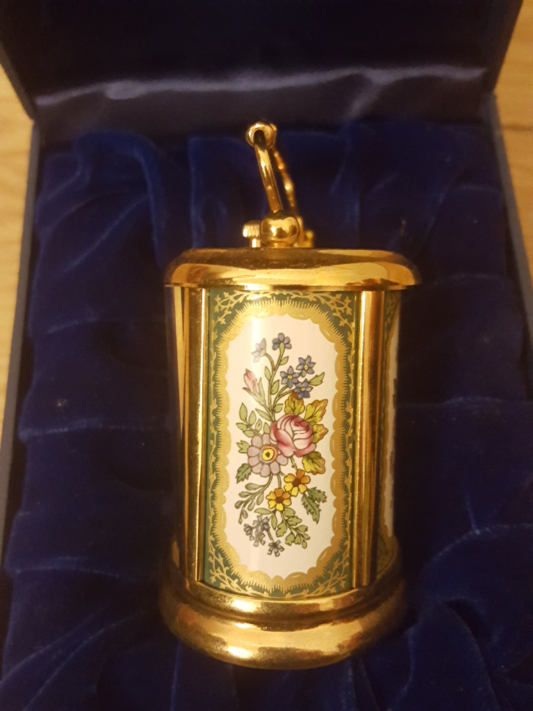 HALCYON DAYS ENAMELS GEORGIAN FLOWER CLOCK BOXED