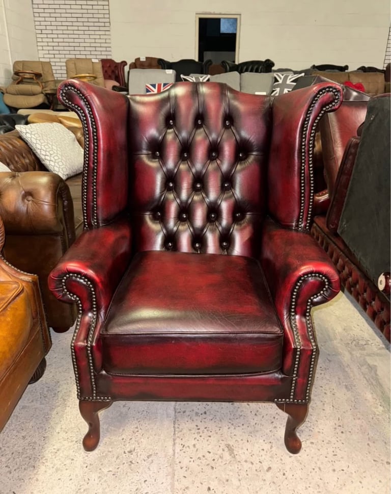 Chesterfield oxblood real leather club chair