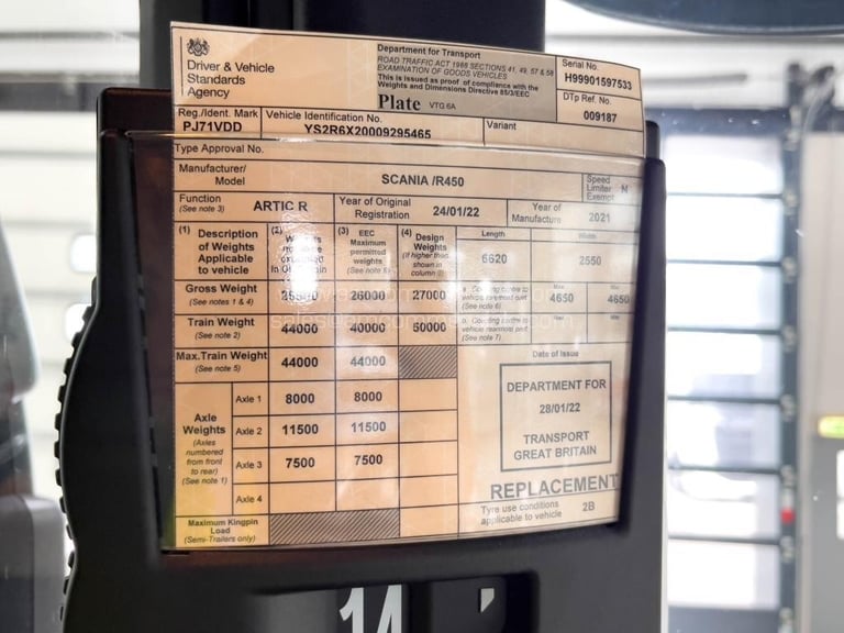 2022 (71) SCANIA R450 6X2 TAG HIGHLINE