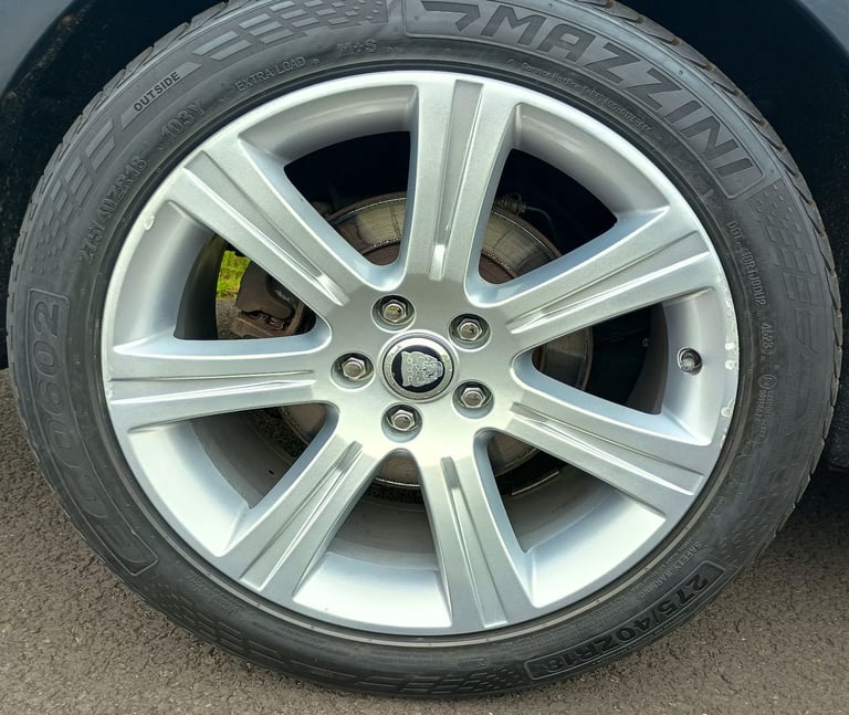 18" JAGUAR XK COUPE ALLOYS 5x108 8.5J/9.5J SPLIT WIDTH WHEELS EXCELLENT TYRES XF XE XJ
