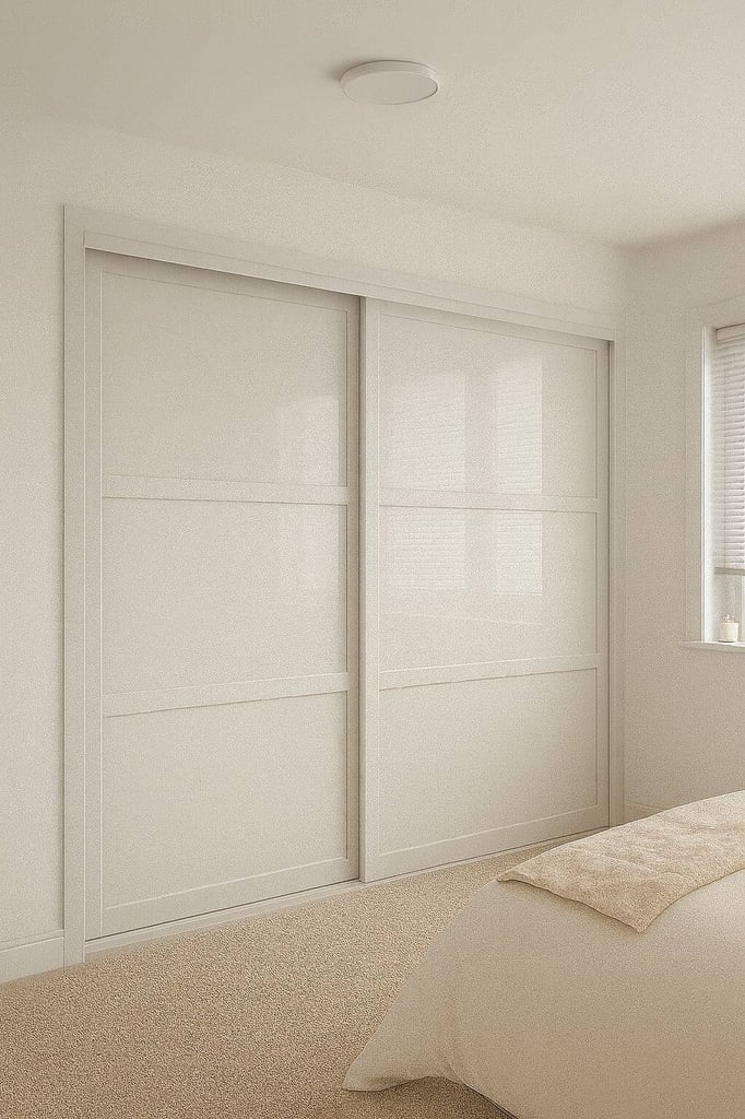 image for Sliding Wardrobe Doors White Shaker Style - Made-to-Measure sliding wardrobe doors.