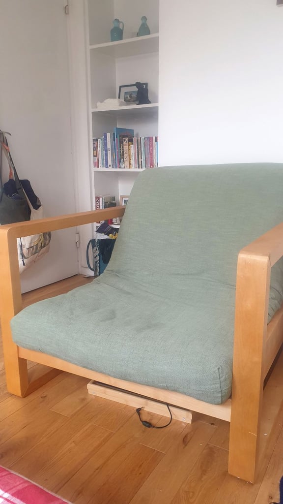 Futon Sofabed with Olive Green Cover