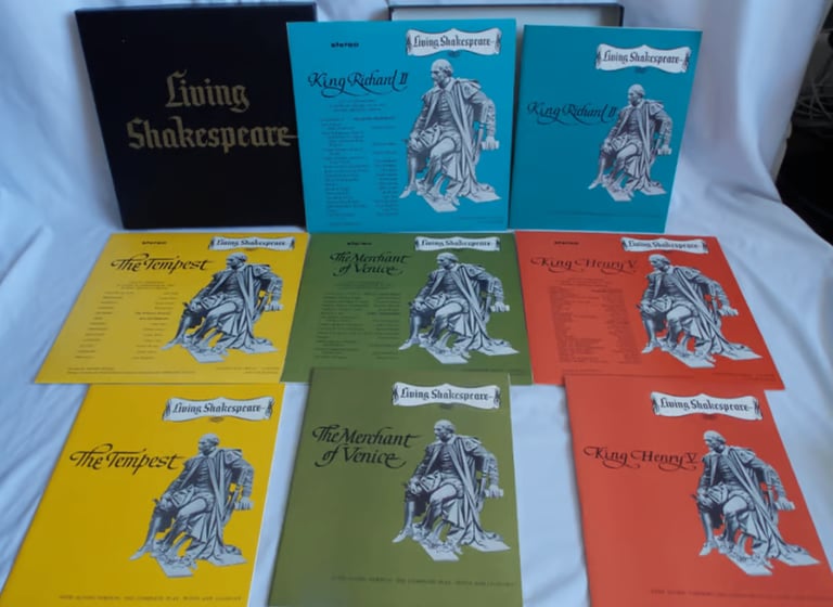 LIVING SHAKESPEARE BOX SET Vinyl Booklets Tempest King Henry Richard Merchant of Venice