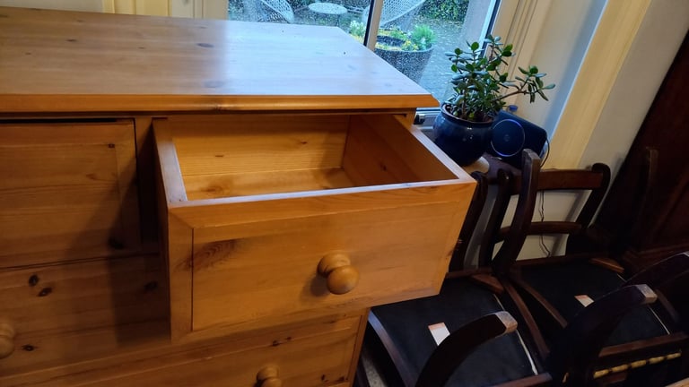 Large waxed pine chest of drawers