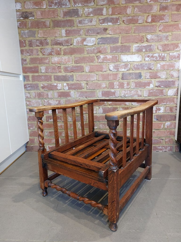 Vintage Steamer Chair, Armchair with Fold-Out Footrest
