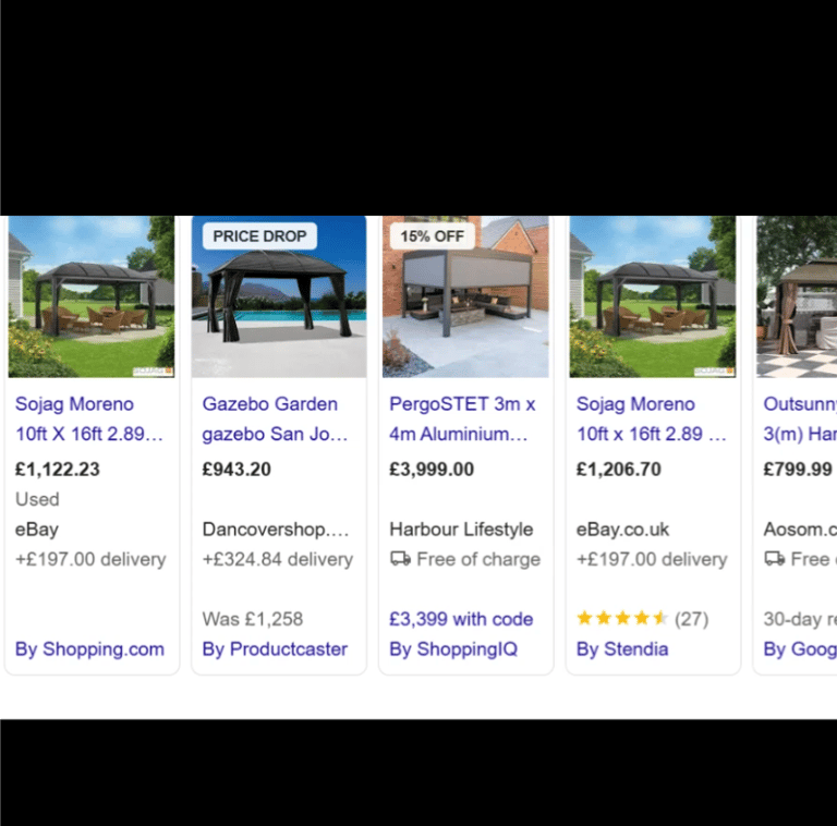 Gazebo Sojag Moreno 10ft x 16ft 2.89 x 4.74m Aluminium Frame Steel Roof 