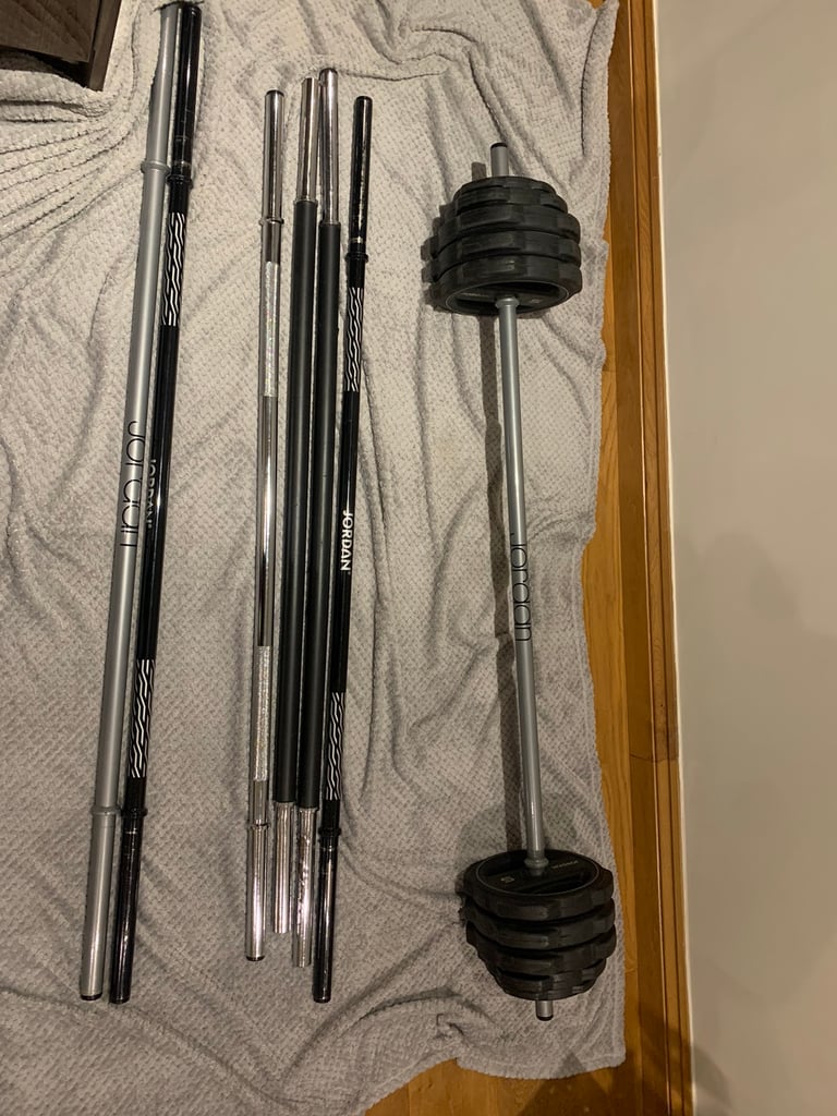 Jordan Fitness 1 inch Weight plates with Bar and Collars included