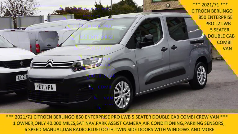 2021 Citroen Berlingo 850 ENTERPRISE PRO LWB 5 SEATER DOUBLE CAB COMBI VAN,ONLY 40.000 MILES,SAT ...