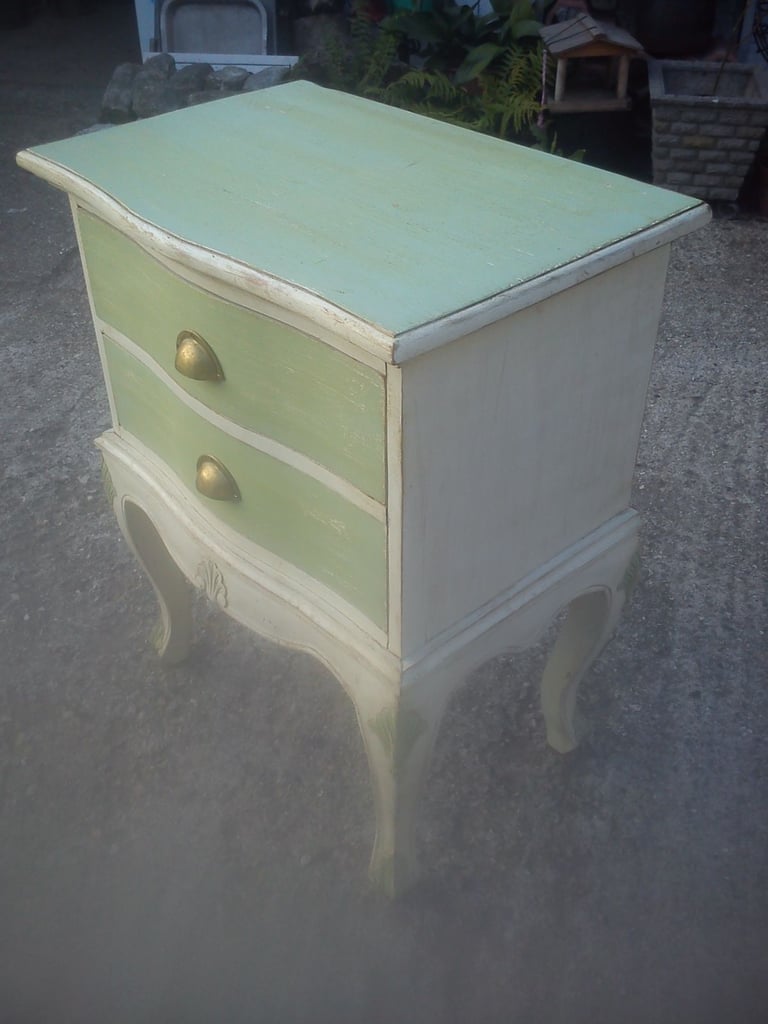 image for Upcycled, shabby chic drawers with brass handles and cabriole legs.