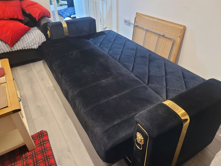 Black and gold sofa bed like new bargain £160