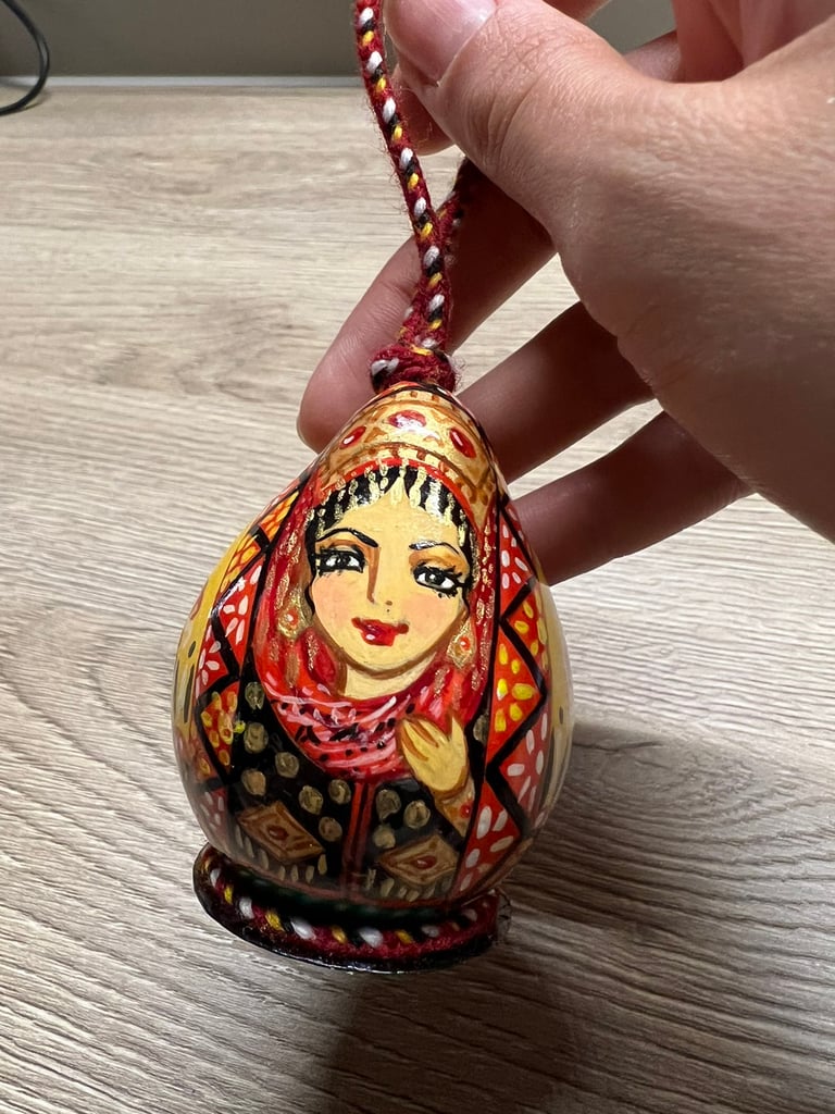Handmade Christmas ornament in traditional Turkmen style