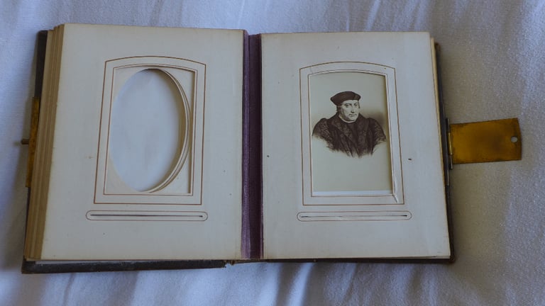 LEATHER BOUND ANTIQUE VICTORIAN PHOTO ALBUM. POSSIBLE JOHN GALSWORTHY CONNECTION
