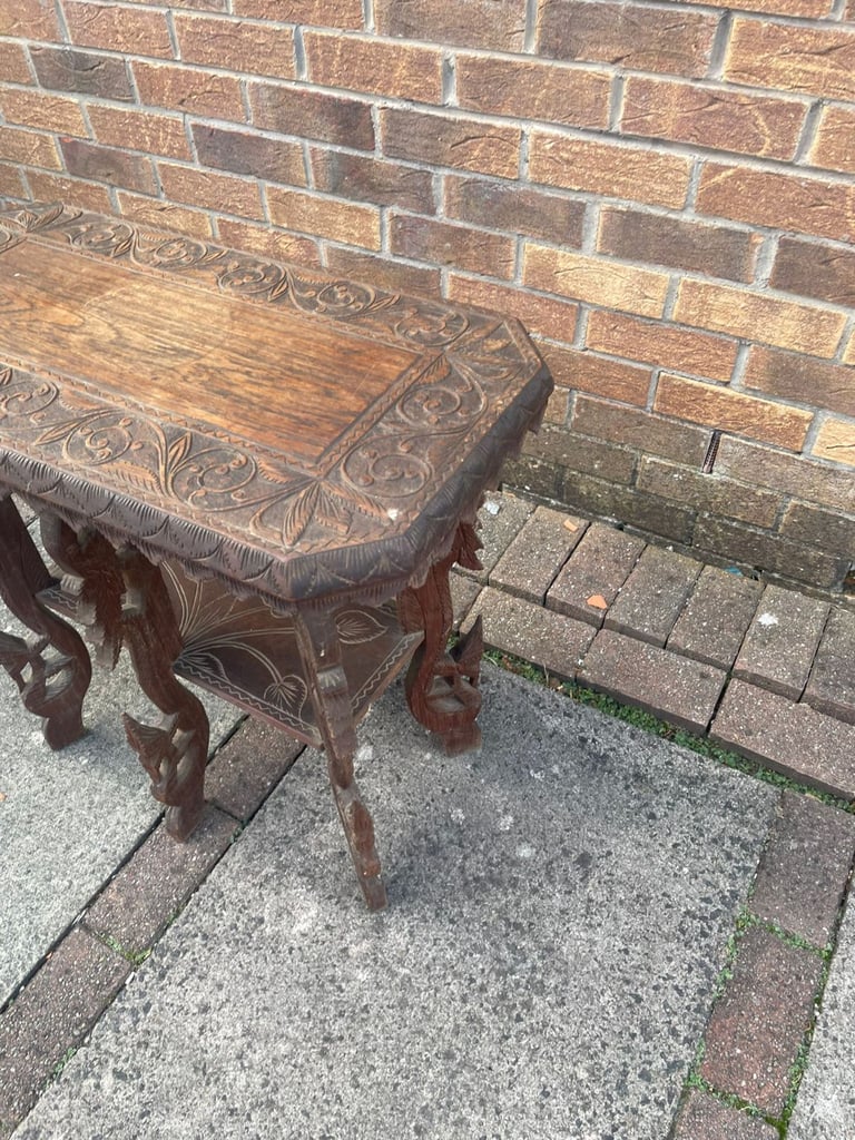 Indian antique carved small table 