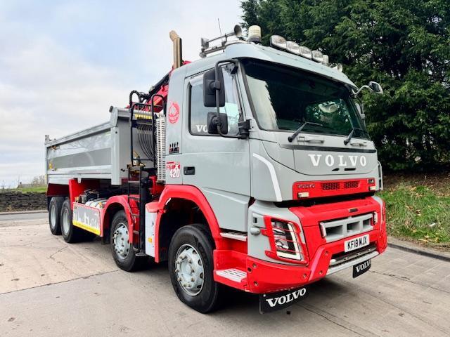 image for 2018 18 Volvo FMX 420 E6 8x4 steel tipper Epsilon M125L crane& grab light bars 