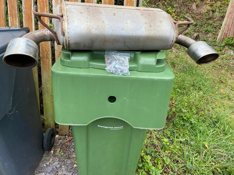 image for 2009-2019 Nissan 370z rear exhaust box with twin chrome tail pipes, supplied with gaskets and bolts.