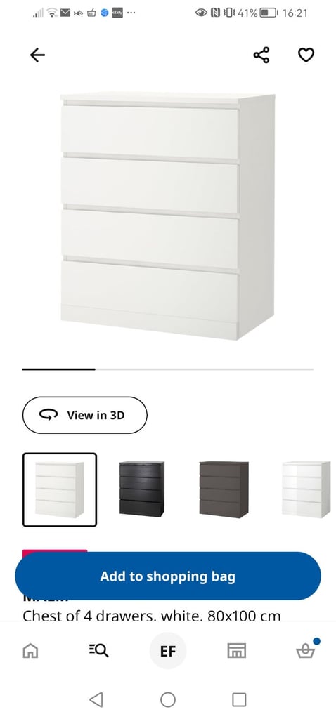Ikea chest of drawers for sale - comes dismantled (collection only) 