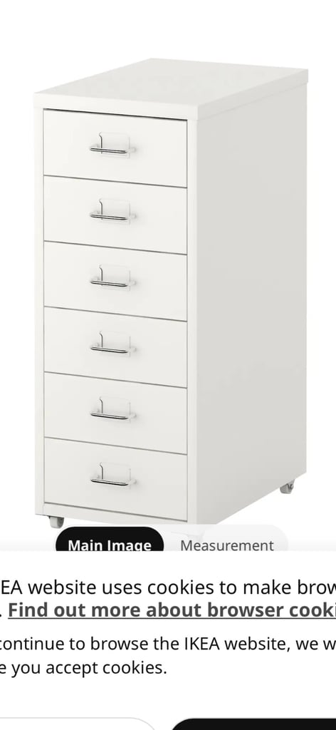 image for IKEA Helmer 6 Metal  Drawer Unit - White with Silver Handles