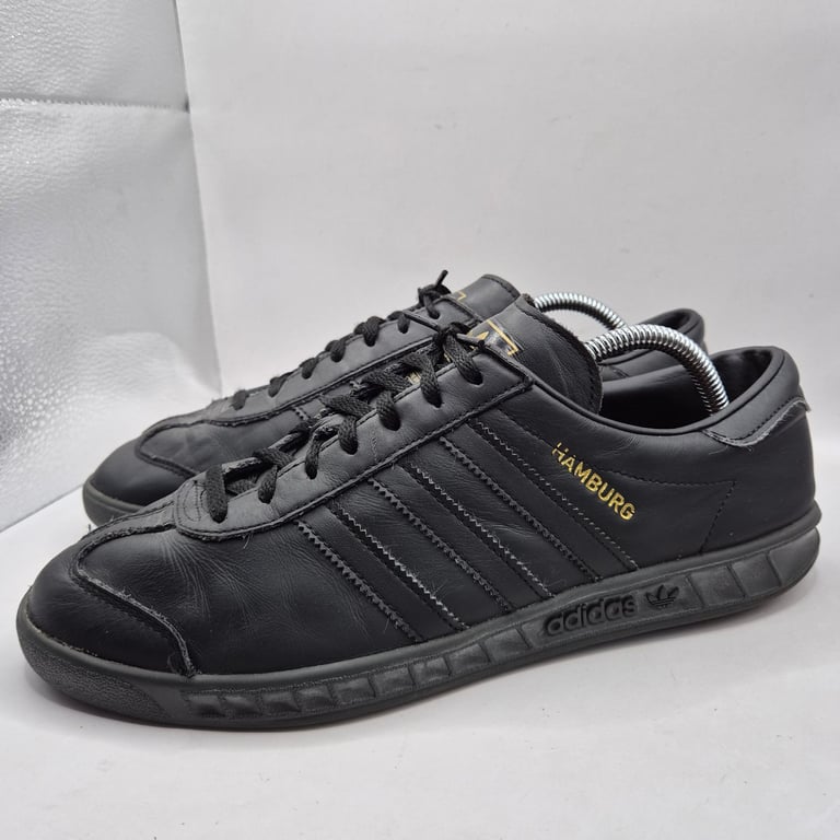 Adidas Hamburg Originals Black Leather Men's UK 9 Striped Casual Terraces